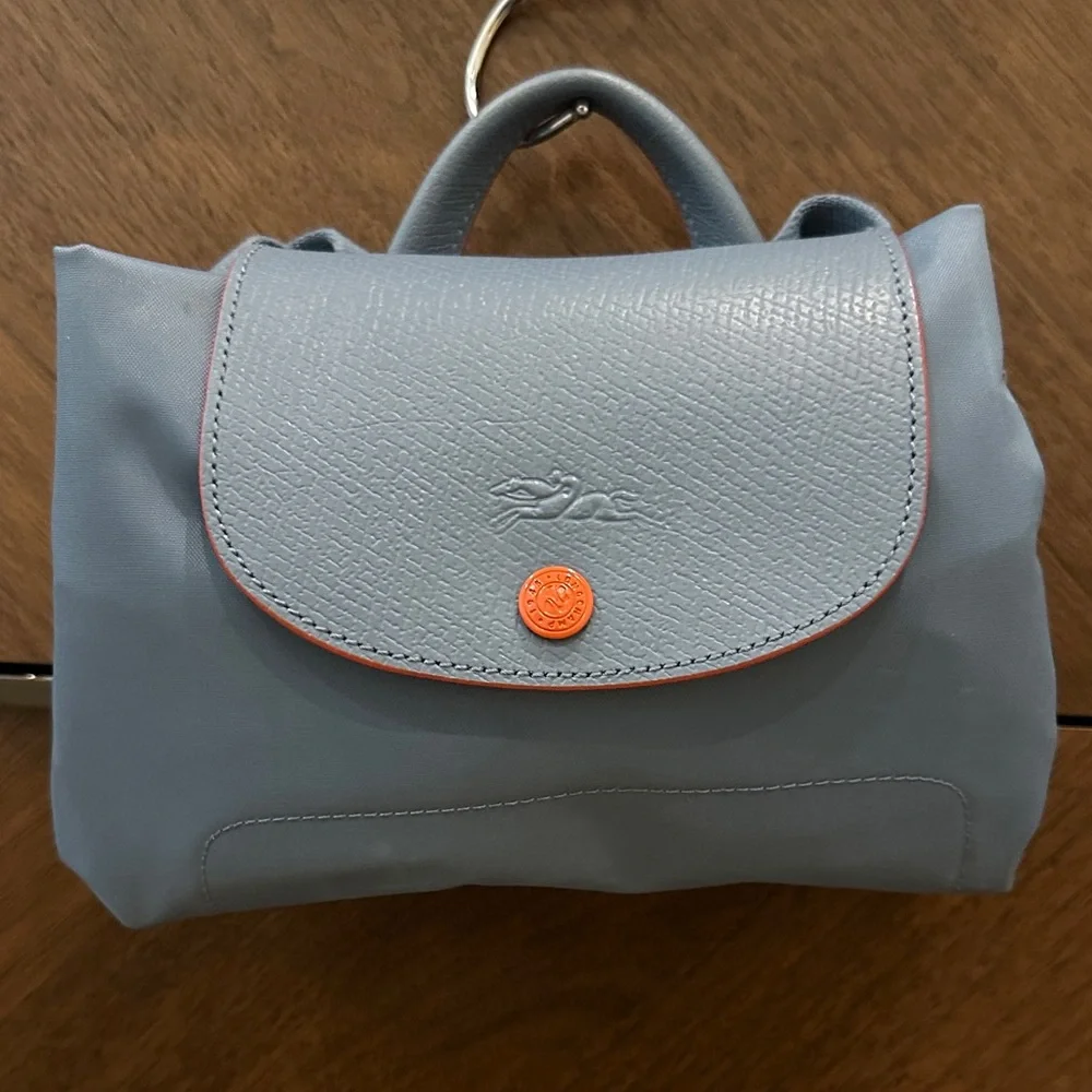 Longchamp Blue Backpack with Orange Accents
